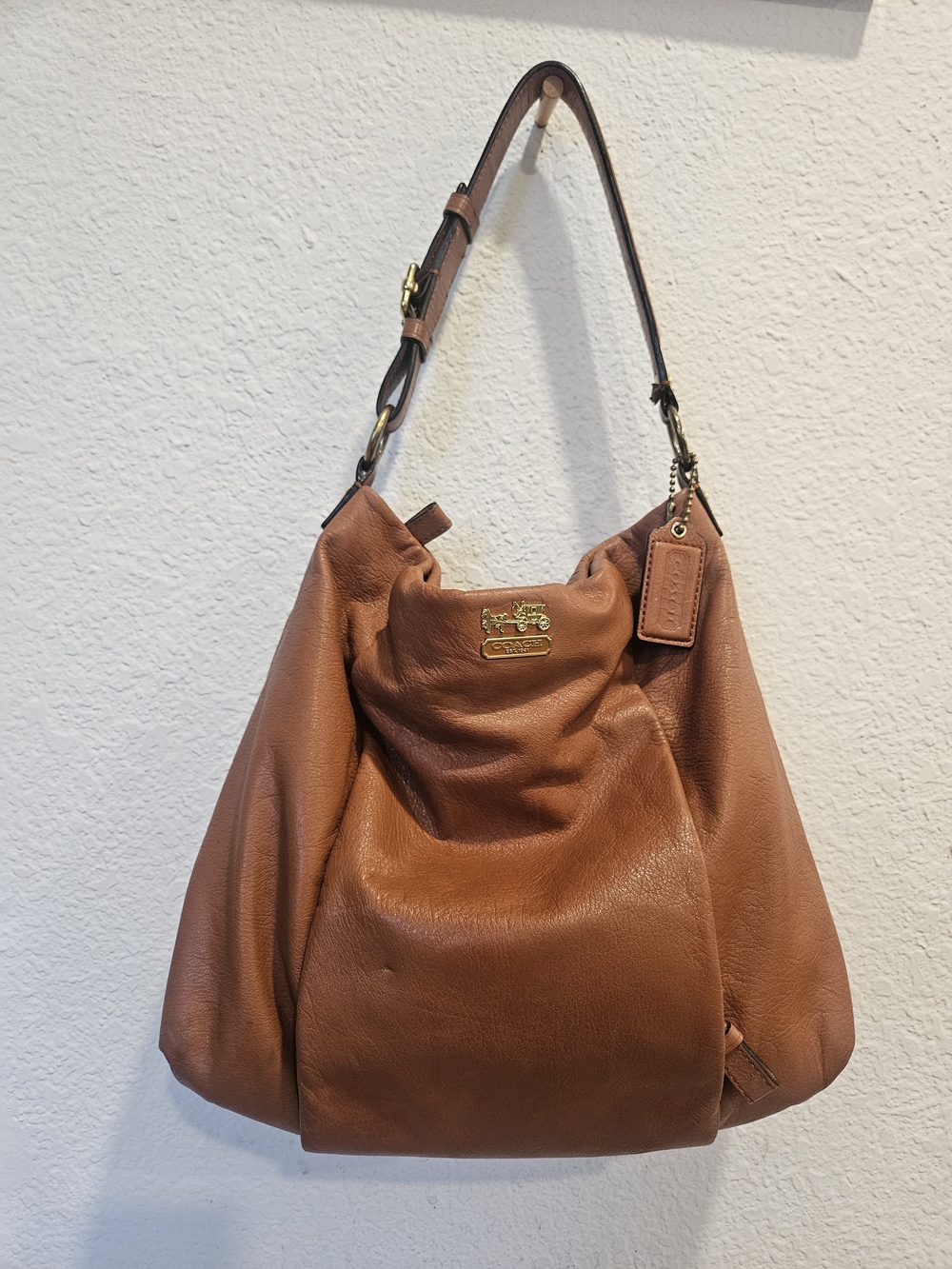 Coach Madison Isabelle Caramel Brown Pebbled Leather Hobo Bag 21224 - Picture 4 of 10
